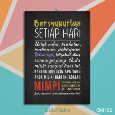 Hiasan Dinding Poster Kayu Wall Decor Quotes Bersyukur Setiap Hari