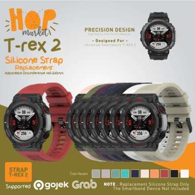 HOP Silicone Strap for Amazfit T-Rex 2 Tali Jam TREX 2 Rubber with Kit WHITE