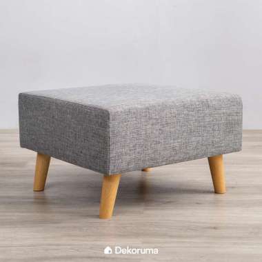Dekoruma Daito Square Stool Kain Minimalis / Kursi Sofa Kotak - Abu-abu