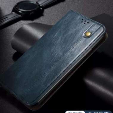 COVER CASE KULIT REALME 8 FLIP CASE DOMPET KULIT ORIGINAL Biru
