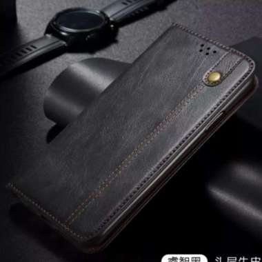 COVER CASE KULIT OPPO A54 FLIP CASE DOMPET KULIT ORIGINAL Hitam