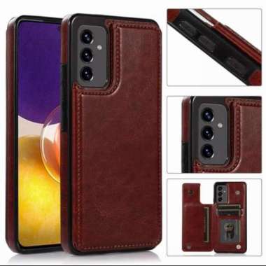 Cover Kulit SAMSUNG A52s 5G KicKstand Flip Cover Leather Original Hitam