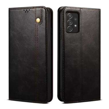 FLIP COVER KULIT SAMSUNG A52 FLIP CASE DOMPET KULIT ORIGINAL Hitam