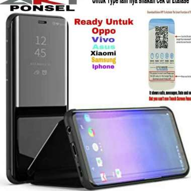 Flip Case Vivo Y83 Clear View Standing Mirror Cover