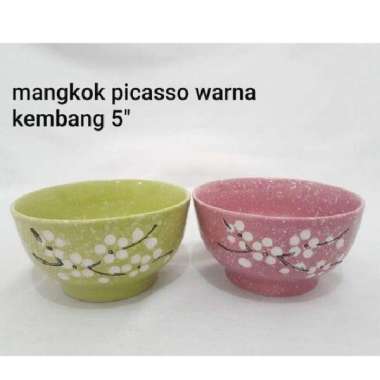 6PC Mangkok Keramik Murah Warna/ Mangkok Keramik Bunga Sakura Picasso