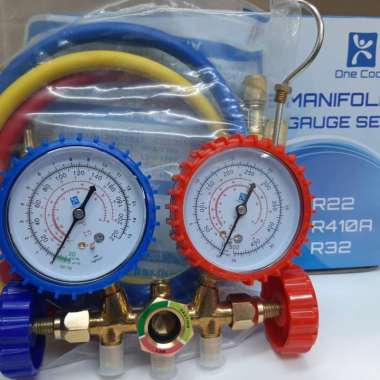 BRASS DOUBLE MANIFOLD MULTI ONE COOL PENGISIAN FREON AC MOBIL AC KULKAS AC RUMAH pakai selang