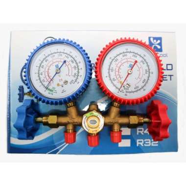 BRASS DOUBLE MANIFOLD MULTI ONE COOL PENGISIAN FREON AC MOBIL AC KULKAS AC RUMAH tanpa selang