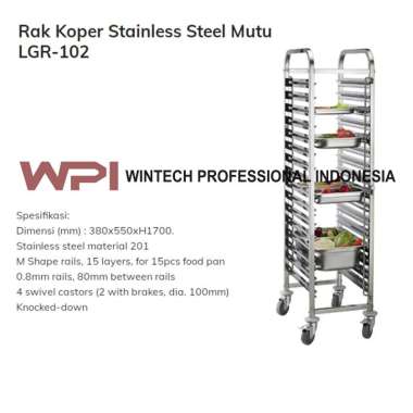 RTP-15 S/S GASTRONOM PAN TROLLEY - RAK SUSUN MAKANAN, KUE, ROTI DLL