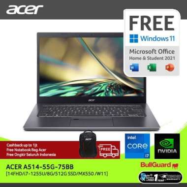 ACER ASPIRE 5 SLIM (12th Gen) A514-55G-75BB 14"FHD INTEL GEN 12 i7-1255U RAM 8GB SSD 512GB MX550 W11