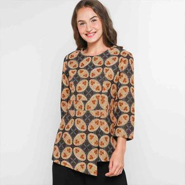 Batik Adikusuma 182299020 Batik Kawung Salur Blouse Wanita - Cokelat S -