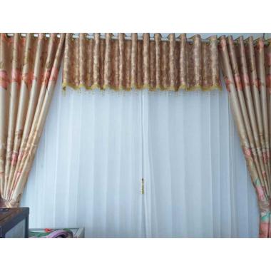 Zahra Gorden Blackout Poni Printing Anggrek Tulip COKLAT MUDA