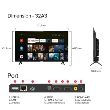 TV ANDROID TCL 32 INCH 32A3+ SMART TV GSRANSI RESMI