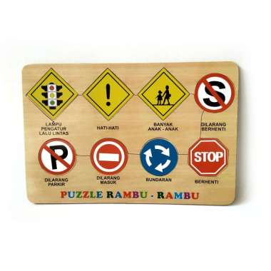 Mainan Kayu Pintar Rambu Lalu Lintas Puzzle