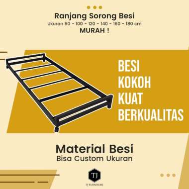 Ranjang Besi Sorong / Tempat Tidur Besi / Divan Besi / Double Bed Minimalis 140x200 cm dan 160x200 cm (Bisa Custom Ukuran)* 140 x 190 cm