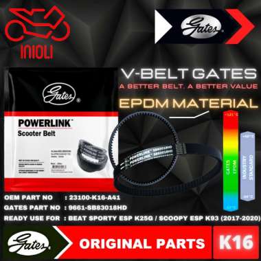 VAN BELT GATES V BELT V-BELT VBELT GATES POWERLINK HONDA SCOOPY ESP K93 SCOOPY DONAT 23100-K16-A41 A