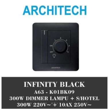 Architech Infinity Black A63 Saklar Dimmer/DND/Bell/Saklar Kartu Dimmer+Saklar H