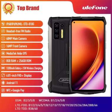 Ulefone Power Armor 13 13200MAh Rugged 8GB + 256GB Android 11 Smartphone Tahan Air 6.81 "2.4G/5G Pon