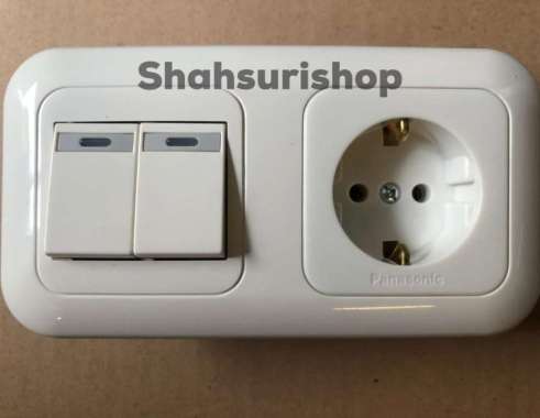 SAKLAR SERI ILUMINASI + STOP KONTAK 2 GANG PANASONIC INBOW