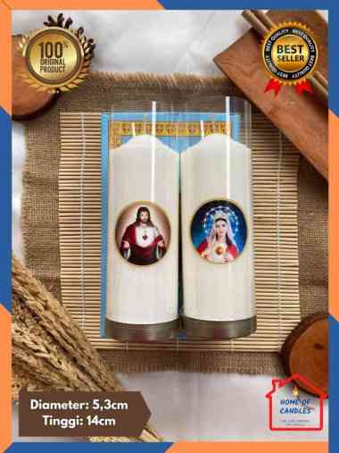 Lilin Doa Gambar Yesus dan Maria | Lilin Gereja | Lilin Rohani (2pcs)
