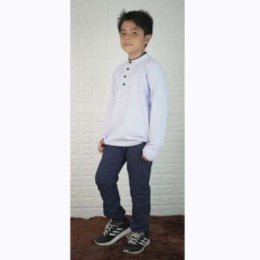 Jfashion Delvin Kaos Lengan Panjang Anak Laki kerah Mandarin 12 Putih