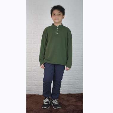Jfashion Delvin Kaos Lengan Panjang Anak Laki kerah Mandarin 10 Hijau