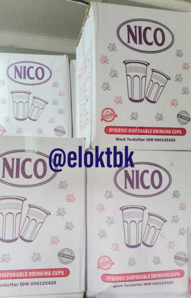 Cup / gelas plastik aqua/ gelas kopi plastik merk NIco uk 220 ml 1dus