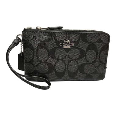 Coach Double Corner Zip Wristlet In Signature Canvas Tas Wanita