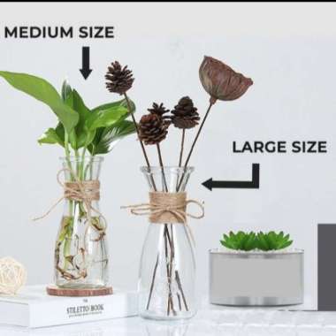 Vas Bunga kaca Bening Hias Minimalis Pot Tanaman Air Hidroponik LARGE