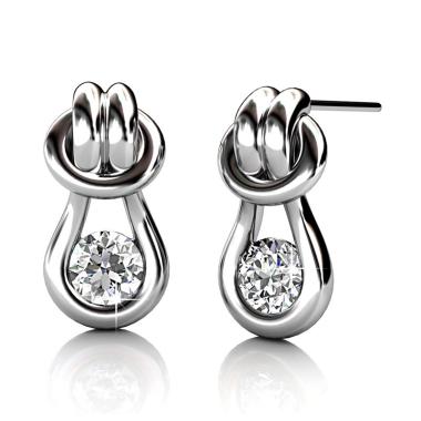Her Jewellery Tie A Knot Earrings Crystal Anting
