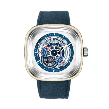 Sevenfriday Case Automatic Blue Lethaer Strap Jam Tangan Pria - Silver [Aunthentic/ SF - P3/06] Blue