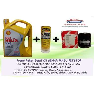 Shell Helix HX6 10W-40 Paket Ganti Oli for Toyota Avanza & Toyota Rush