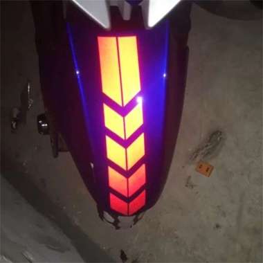 STIKER SPAKBOR DEPAN MOTOR REFLEKTOR REFLECTIVE STICKER NEON MENYALA warna Merah