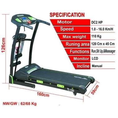 Jual Total Fitness 3 In 1 Treadmill Elektrik Big Tl 123m Online Agustus 2020 Blibli Com