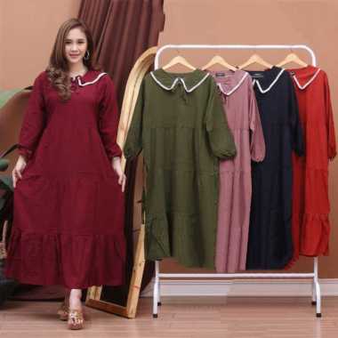 AISY BATIK/MIDI DRESS RAYON PREMIUM/DRESS KEKINIAN TERBARU/DRESS MIDI SUSUN YANG LAGI VIRAL XL