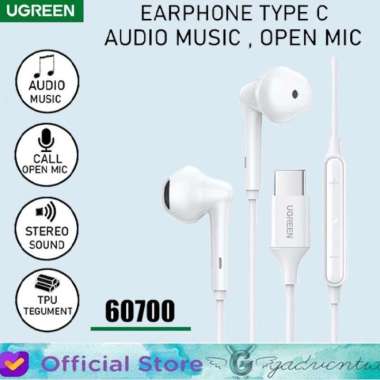 UGREEN Kabel Earphone Headset Wired Type C Samsung S21 Music Open Mic