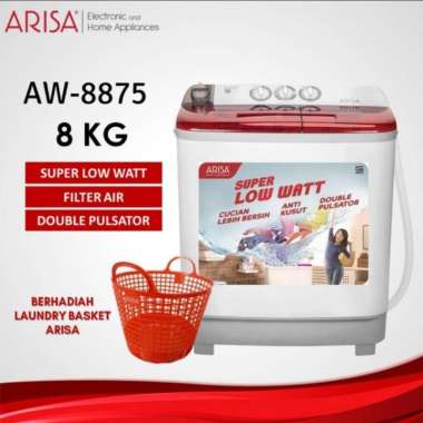 Mesin Cuci Twin Tub Arisa 8kg AW-8875 | 2 tabung AW8875 AWM 8 kg