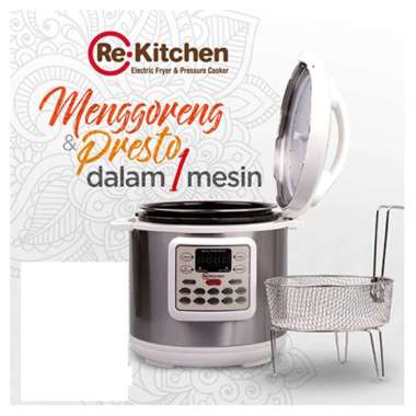 RB RF-609 Electric Fryer & Pressure Cooker | Menggoreng & Presto Dalam 1 Mesin silver