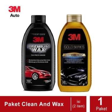 3M Paket Clean And Wax Pack - Car Wash Gold & Premium Wax Hitam