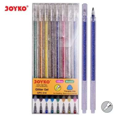 Color Gel Pen Pena Jel Warna Joyko GPC-318 Glitter Gel 8 Warna 1.0 mm MULTICOLOR