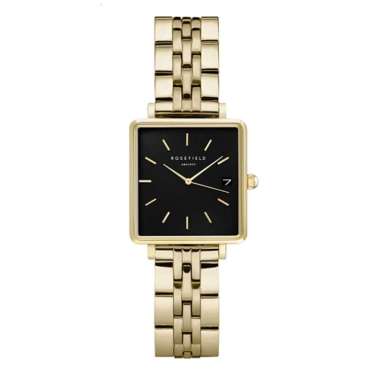 Rosefield Jam Tangan Wanita The Mini Boxy Black Steel Gold - QMBG-Q025 GOLD