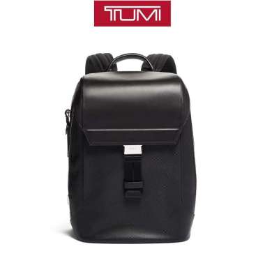 TUMI Dolton Flap Backpack Leather - Tas Ralsel - Black Perforated BLACK
