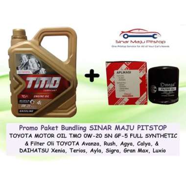 TMO 0W-20 API SN Paket Bundling Oli Mobil & Filter Oli for Daihatsu Sirion/Sigra/Ayla [[Original/ 4