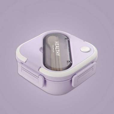 ONE-C757 Lunch Box Set Alat Makan 3 Sekat Anti Tumpah / Kotak Bekal Makan Anak Free Sendok Sumpit An