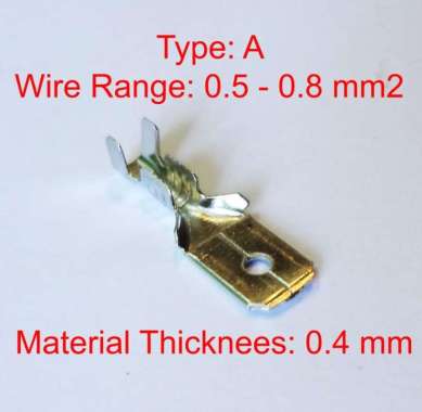 Skun Kabel Male Gepeng 6,2x19.8mm. Tipe A. Ukuran kabel 0,5-0,8 mm2