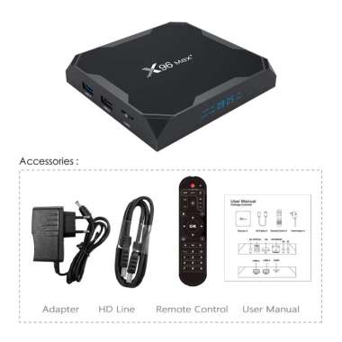X96 MAX PLUS - Android 9.0 Smart TV Box 8K Ultra HD - RAM 4GB ROM 32GB Black