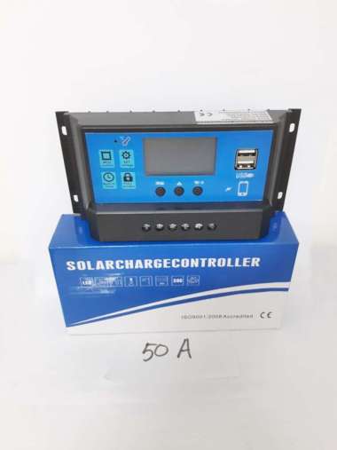 Solar Charge Controller PWM Panel Tenaga Surya 50A / 12V - 24V Hitam