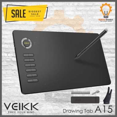 Veikk A15 Digital Graphic Drawing Pen Tablet alt Huion XP pen OSU Hitam