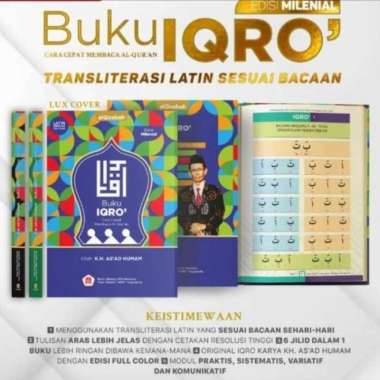 IQRO 1-6 MILLENIAL COVER LUX | TRANSLITERASI SESUAI BACAAN (A5)