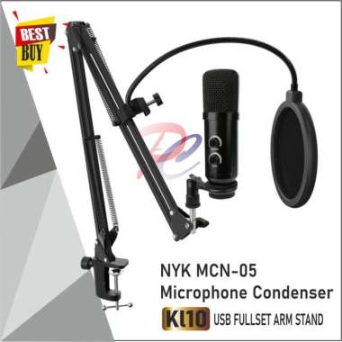 CONDENSER MICROPHONE FULLSET ARM STAND NYK MCN-05 KL10 USB