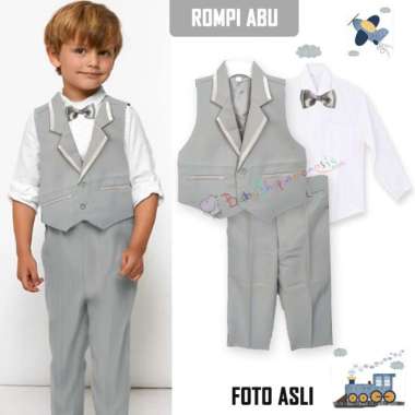 Setelan Rompi Anak Murah Baju Pesta Anak Laki-Laki Rompi Jas Anak Abu 8 tahun